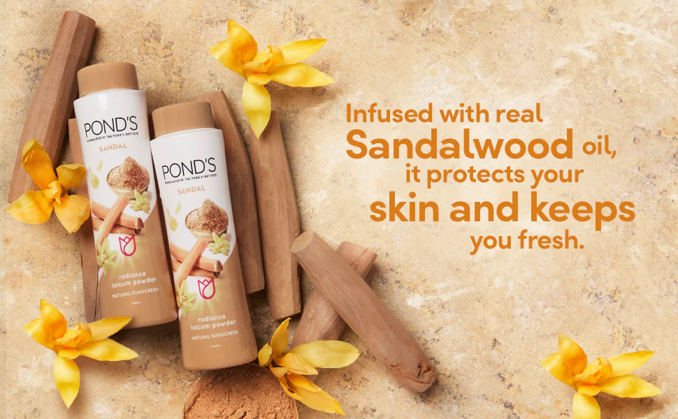 Pond's Sandal Radiance Talcum Powder Natural Sunscreen